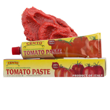 Cento Tomato Paste  4.56 Oz Tube  Double Concentrated  Thick Paste from Red  Ripe Tomatoes  Grown and Processed in Italy
