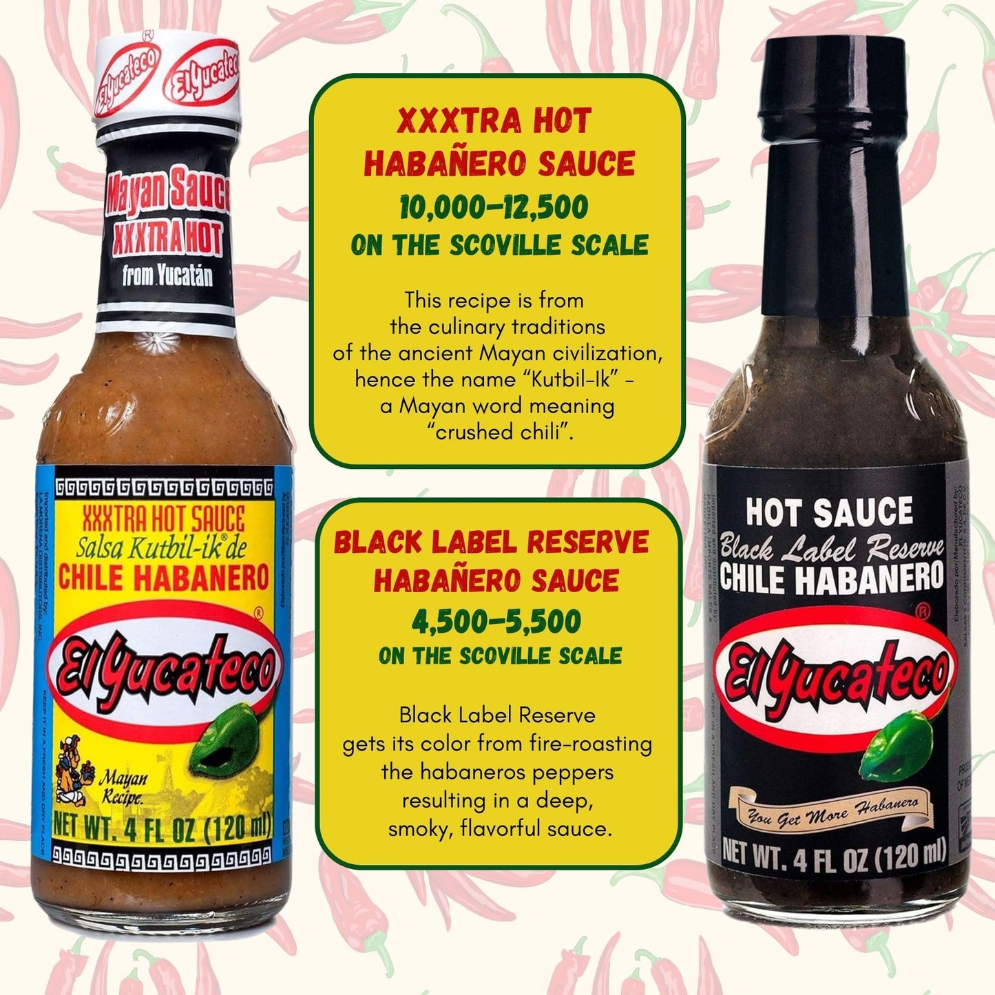 El Yucateco Hot Sauce Variety Pack - 6 Flavors, 4 Ounce (Pack of 6)