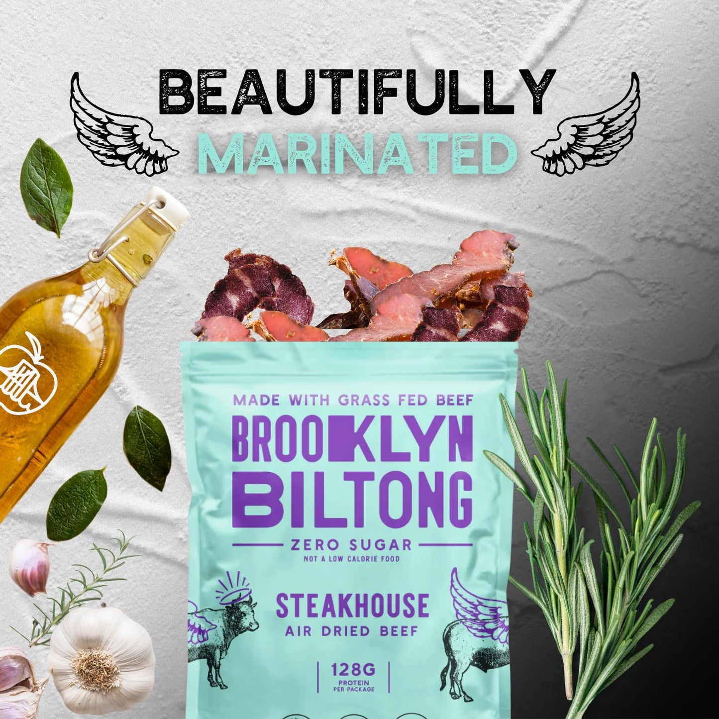Brooklyn Biltong Air Dried Grass Fed Beef Snack (2 Oz, Pack Of 8) - Whole30 Approved, Paleo, Keto, Gluten Free, Sugar Free, Made
