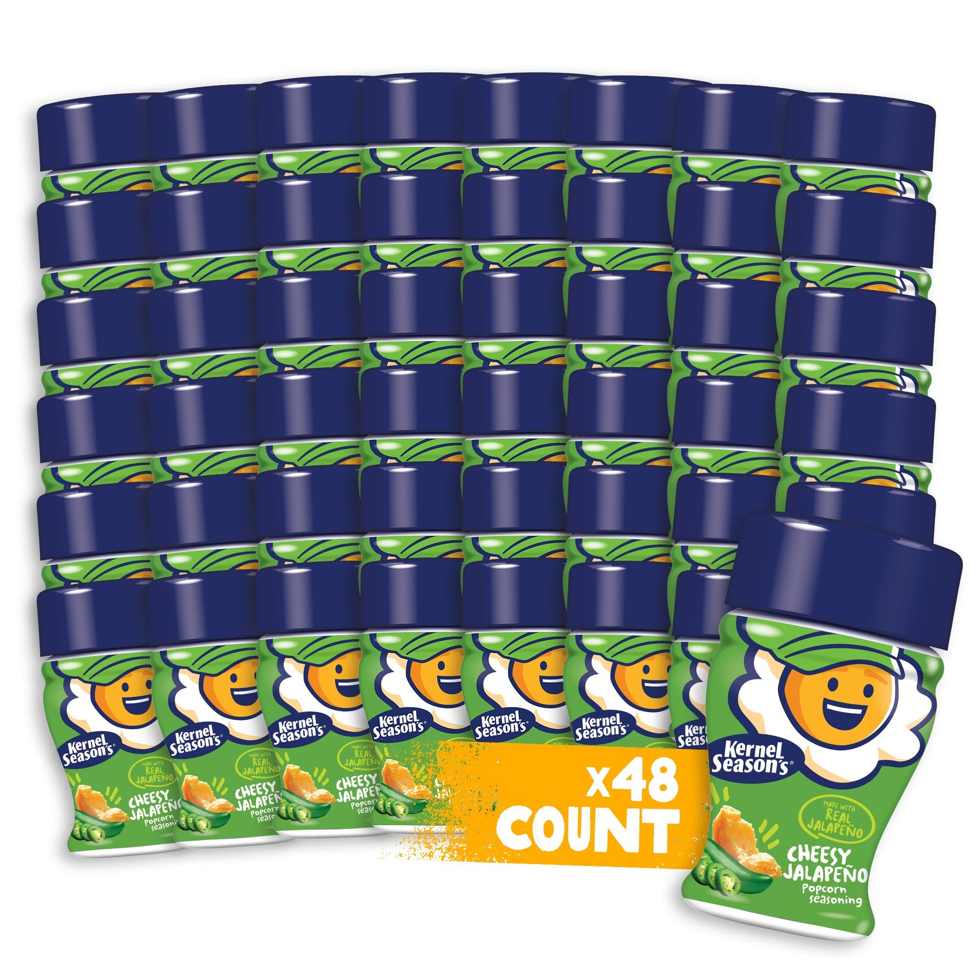 Kernel Seasons Popcorn Seasoning Mini Jar, Cheesy Jalapeno, 0.9 Oz (Pack of 48)