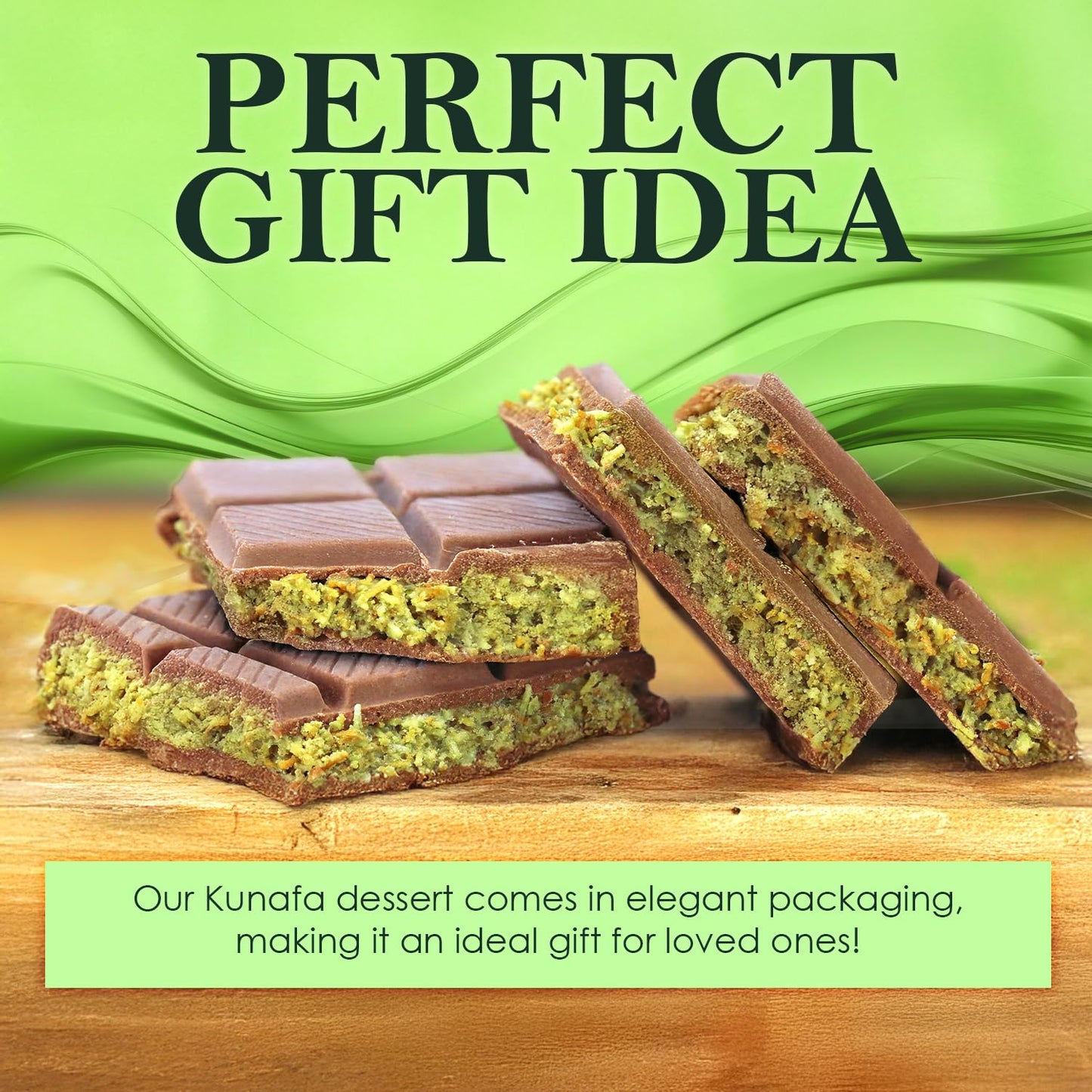 Dubai Chocolate Bar, Pistachio Chocolate Knafeh Bar -3.5 Oz, (100G) Pistachio, Luxurious Gift & Indulgent Snack