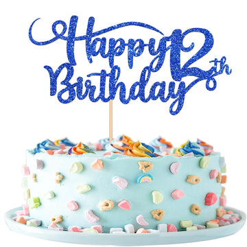 Rsstarxi Happy 12th Birthday Cake Topper Glitter Number 12, Deep Blue, Paper, Model XM223