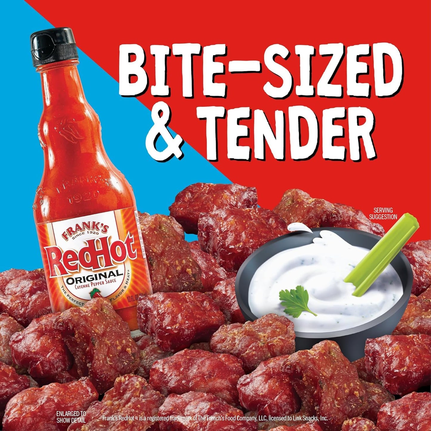Jack Link'S Duos Frank'S Redhot Buffalo Style With Creamy Ranch Flavor Chicken Bites, Under 100 Calories Snacks, 8G Of Protein,