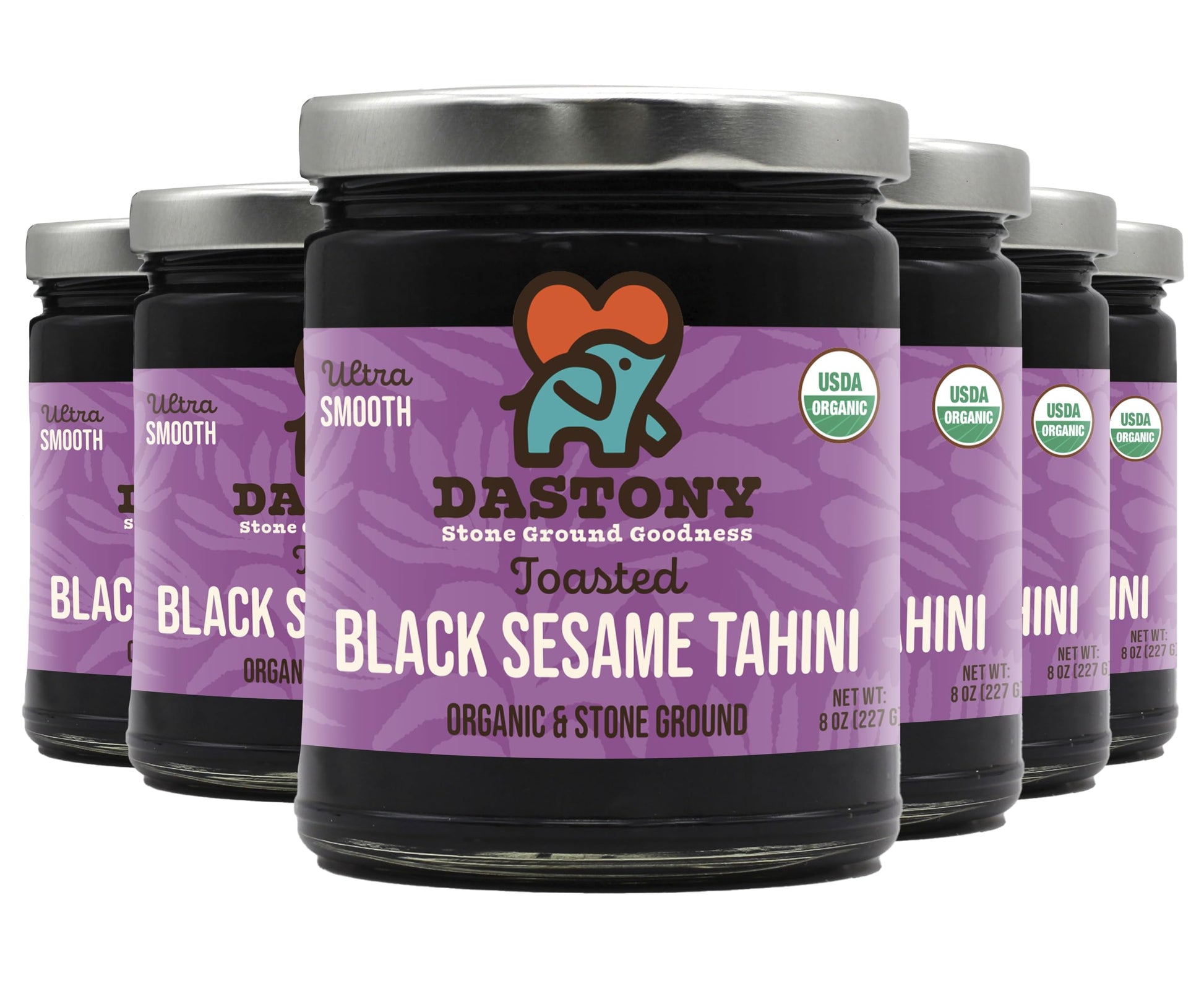 Dastony Organic Raw Black Sesame Butter, Vegan, Non-GMO, Gluten-Free, 8 oz (Pack of 6)