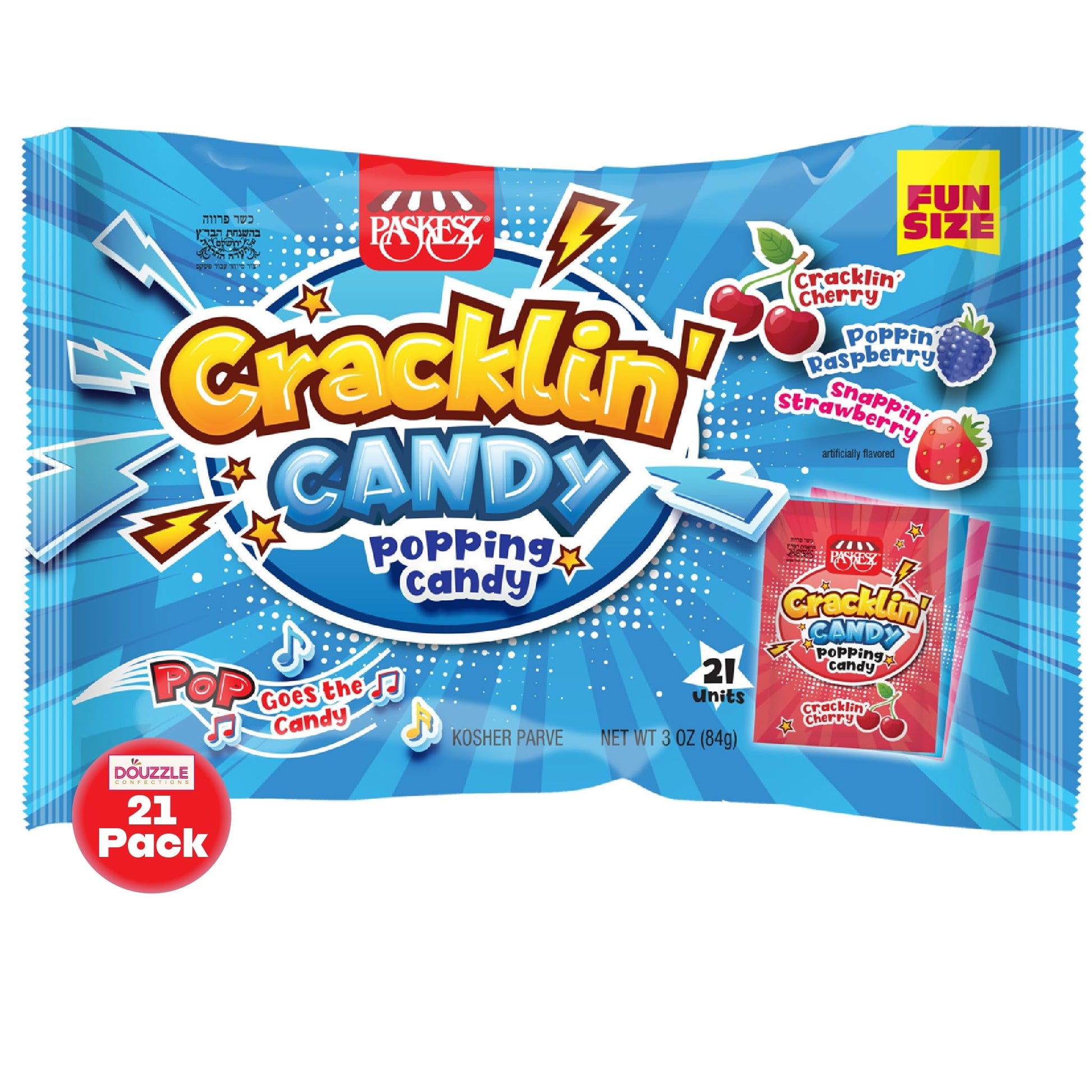 DOUzzle Cracklin Popping Candy (21 Coount, Pack of 1) Individually Wrapped Candies, Birthday Party Favors, Goodie Bags Stuffers,