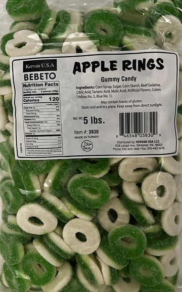 Kervan Candy Apple Rings Bulk Gummy Candy - 5 Pound Bag - Fruity & Sweet Gift Snacks For Kids - Party Size