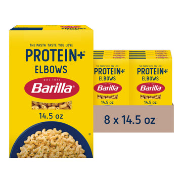 BARILLA Protein+ (Plus) Elbows Pasta, 14.5 Ounce (Pack of 8) - plant based pasta - Made from Lentils, Chickpeas & Peas - Non-GMO