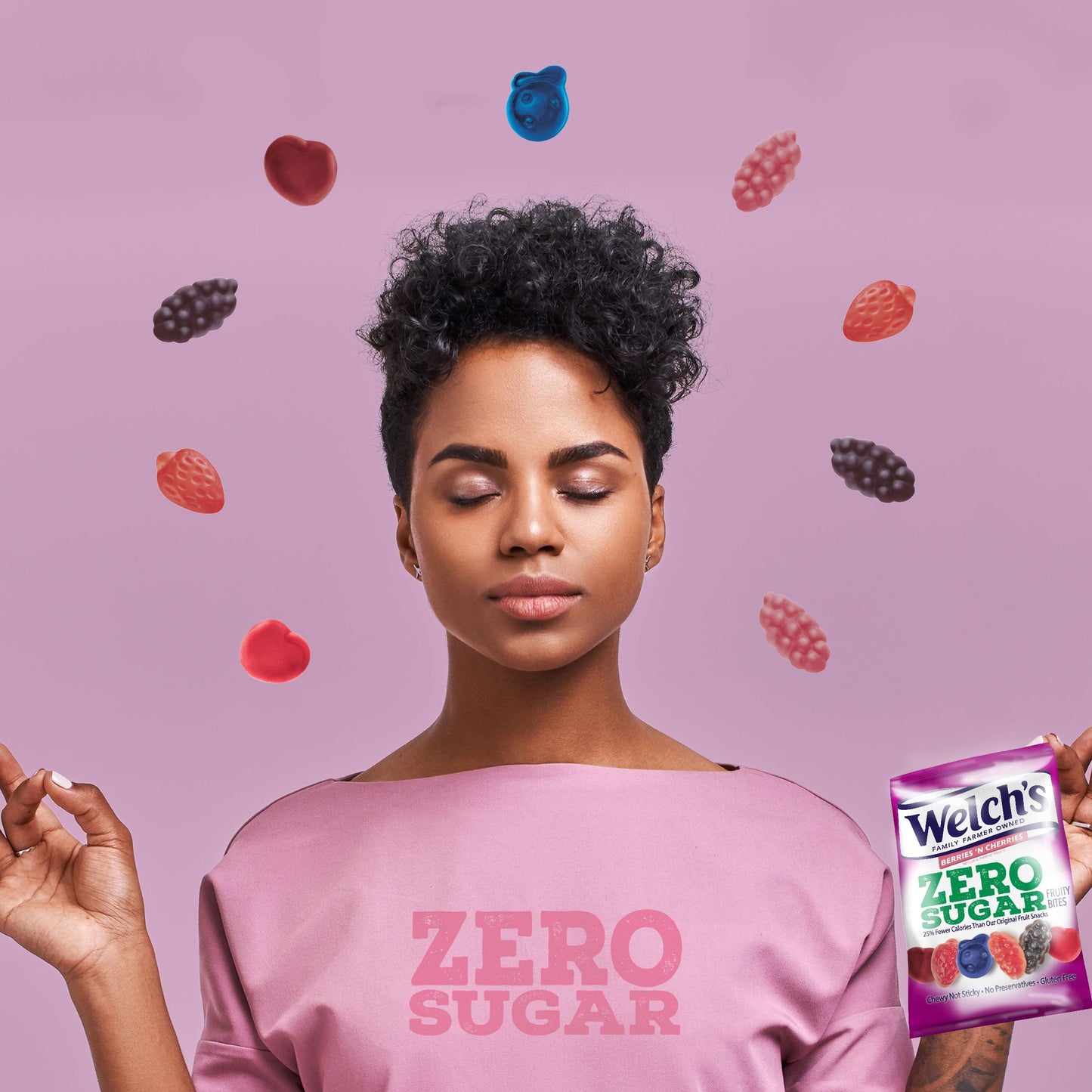Welchs Fruit Snacks, Zero Sugar Fruity Bites, Perfect For School Lunches, Berries 'N Cherries, Gluten Free, 3 Oz (Pack Of 1)