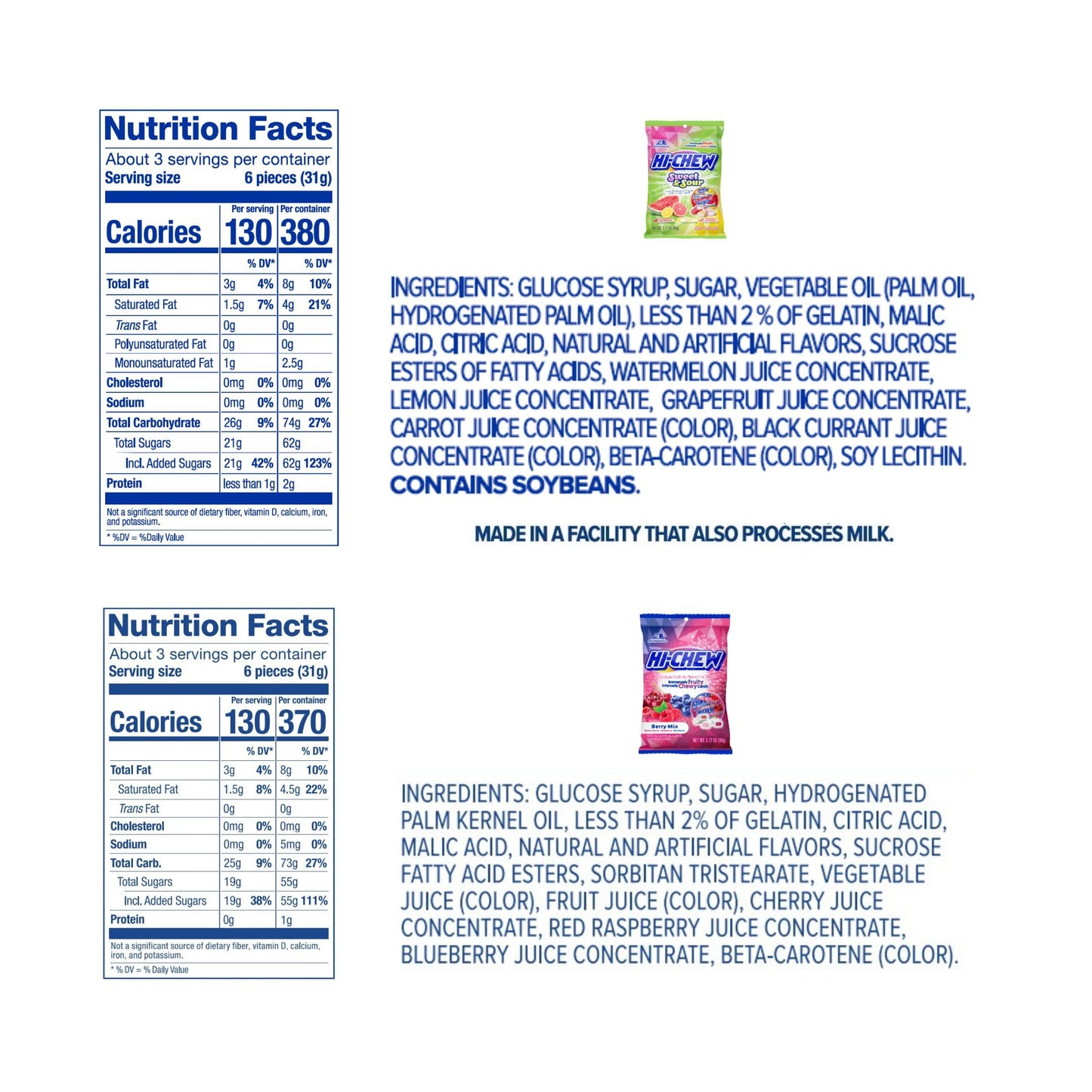 Hi-Chew Variety Mix, Pack Of 6 Bags - 17 Flavor Assort - Unique Fun Soft & Chewy Taffy Candy - Immensely Juicy Fruit Flavors - Individually Wrapped For Sharing