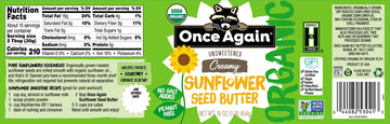 Once Again Organic Sunflower Butter, Unsweetened, Dairy & Nut Free, Vegan, 16 oz Glass Jars (6-Pack)