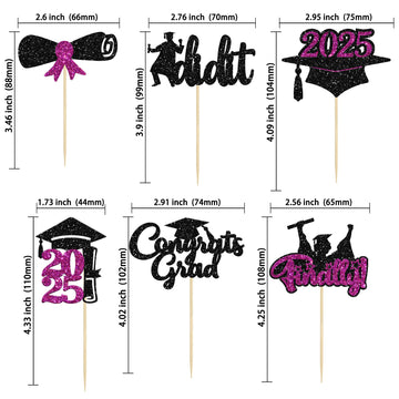Gyufise 24Pcs Graduation Cupcake Toppers 2025 Purple Glitter Class Of 2025 Cupcake Toppers Finally I Did It Grad Cap Diploma Cup