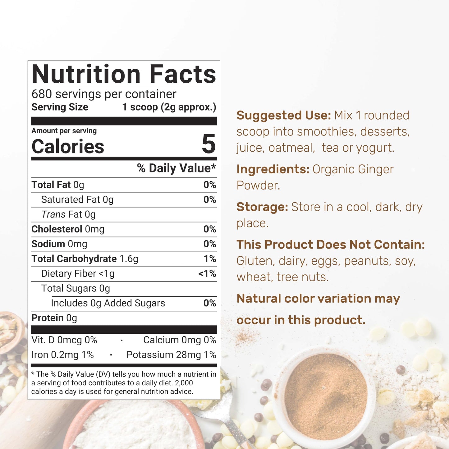 DEAL dietary product Organic Ginger Powder, Finely Ground, 3lbs, Non-GMO, Indian Origin