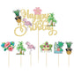 Gyufise 25Pcs Tropical Luau Cupcake Toppers With Happy Birthday Flamingo Cake Topper Palm Tree Flamingo Pineapple Aloha Cupcake