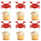 Cyodoos Crab Cupcake Topper Set, 24 PCS Ocean Themed Decorations for Baby Shower and Birthday Parties