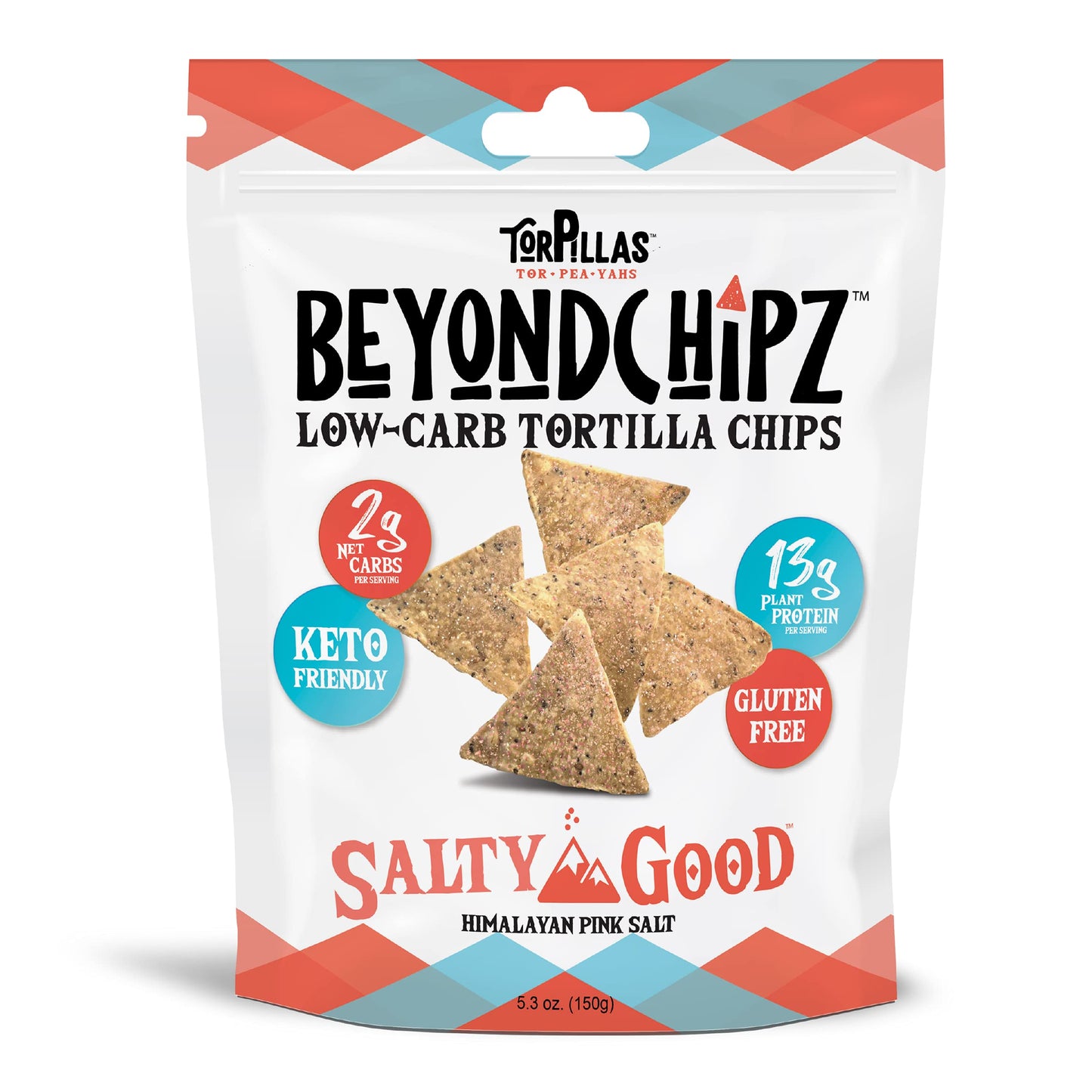 BeyondChipz Low Carb Tortilla Chips, Salty Good, Keto Friendly, Gluten Free, One 5.3oz Pouch
