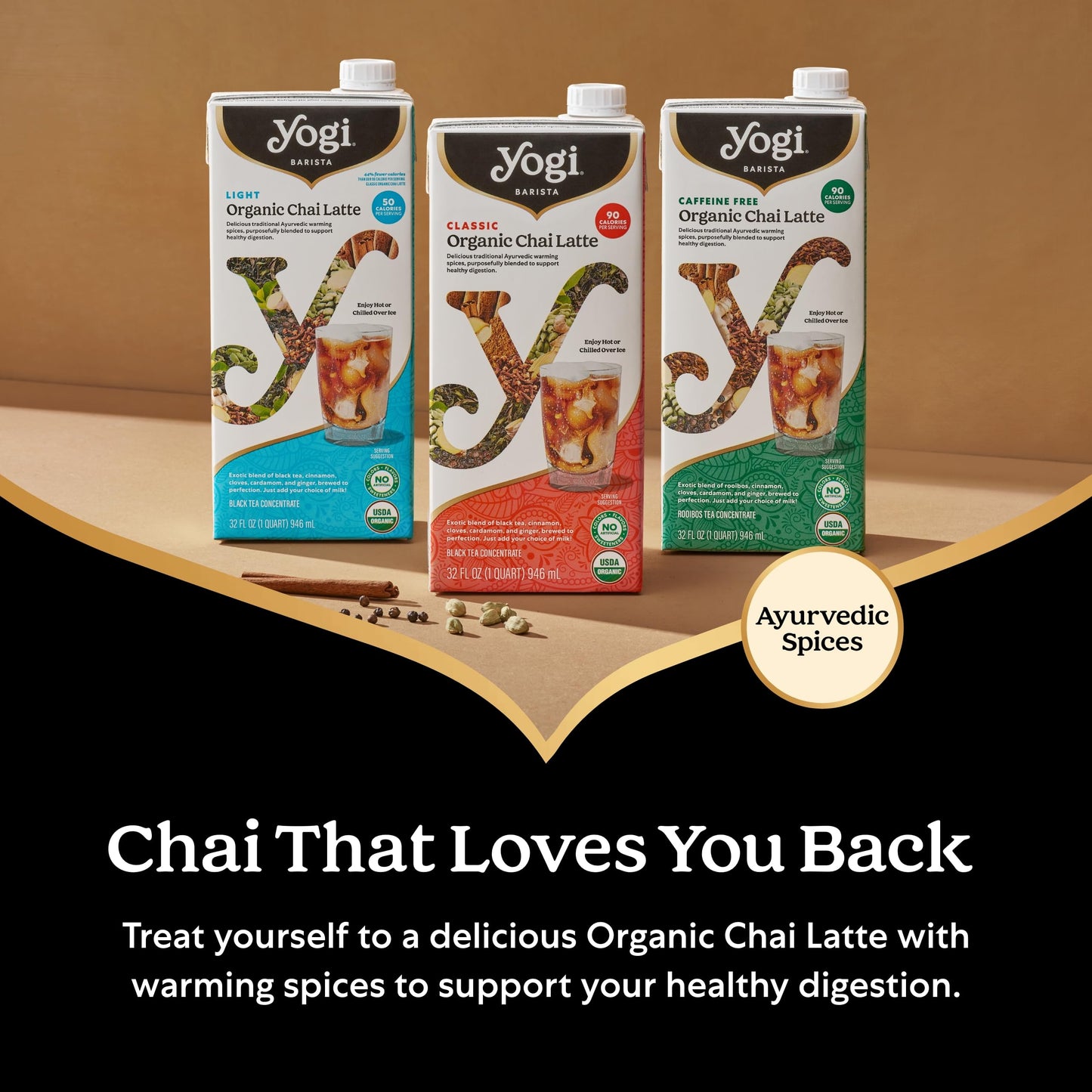Yogi Barista Light Organic Chai Latte - 32 Fluid Oz (3 Pack) - Organic Chai Tea Concentrate - Supports Healthy Digestion - Inclu