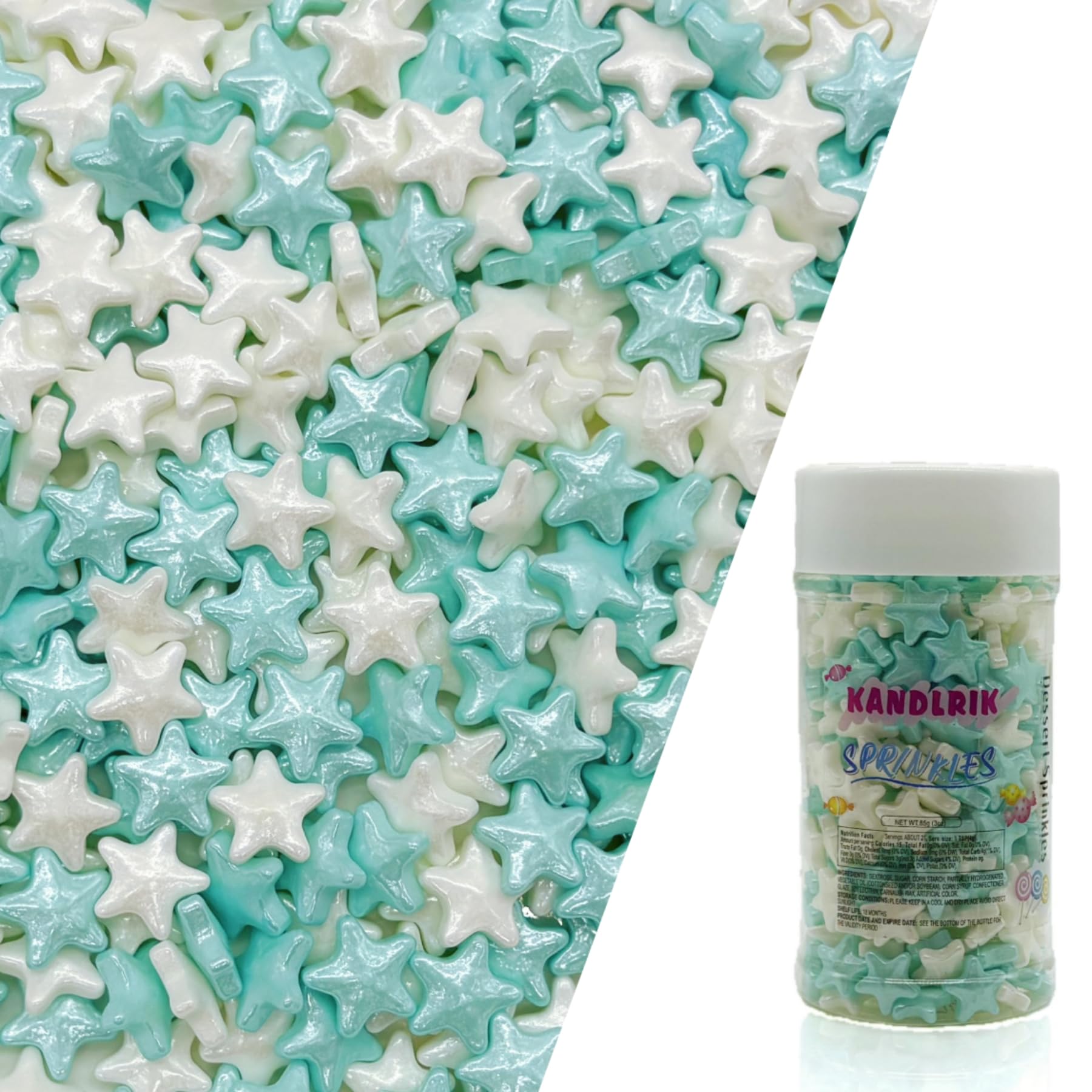 10mm Blue & White Sprinkles Edible Stars Cake Decorating Stars Cake Decorations Cupcake Toppers Cookie Decorating Perfect for Ca