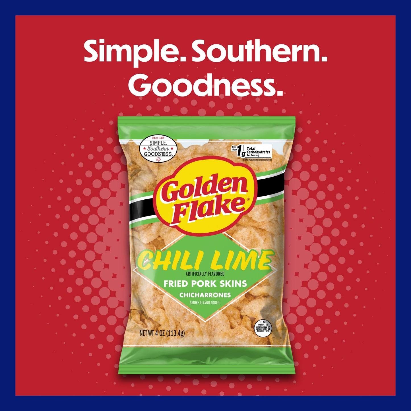 Golden Flake Chili Lime Pork Rinds  4 oz Bags (Pack of 12) - Tangy Spicy Pork Skins - Gluten-Free  Low Carb  Keto Snack with Bold Southern Flavor