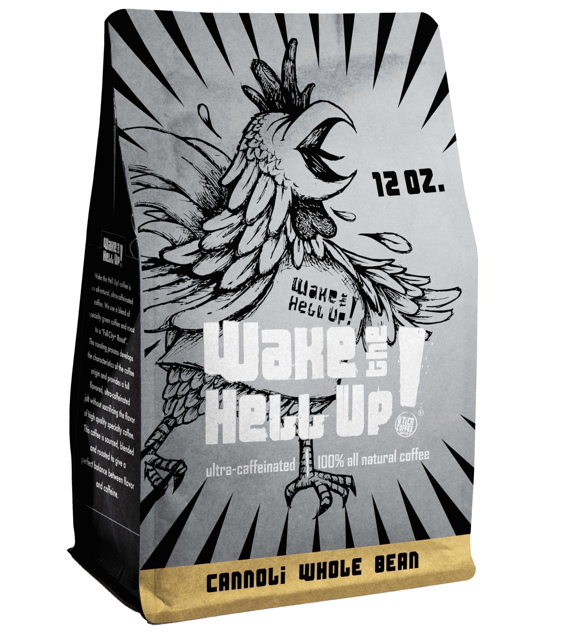 Wake The Hell Up! Cannoli Whole Bean Coffee, Medium-Dark Roast, Low Acid, 12oz