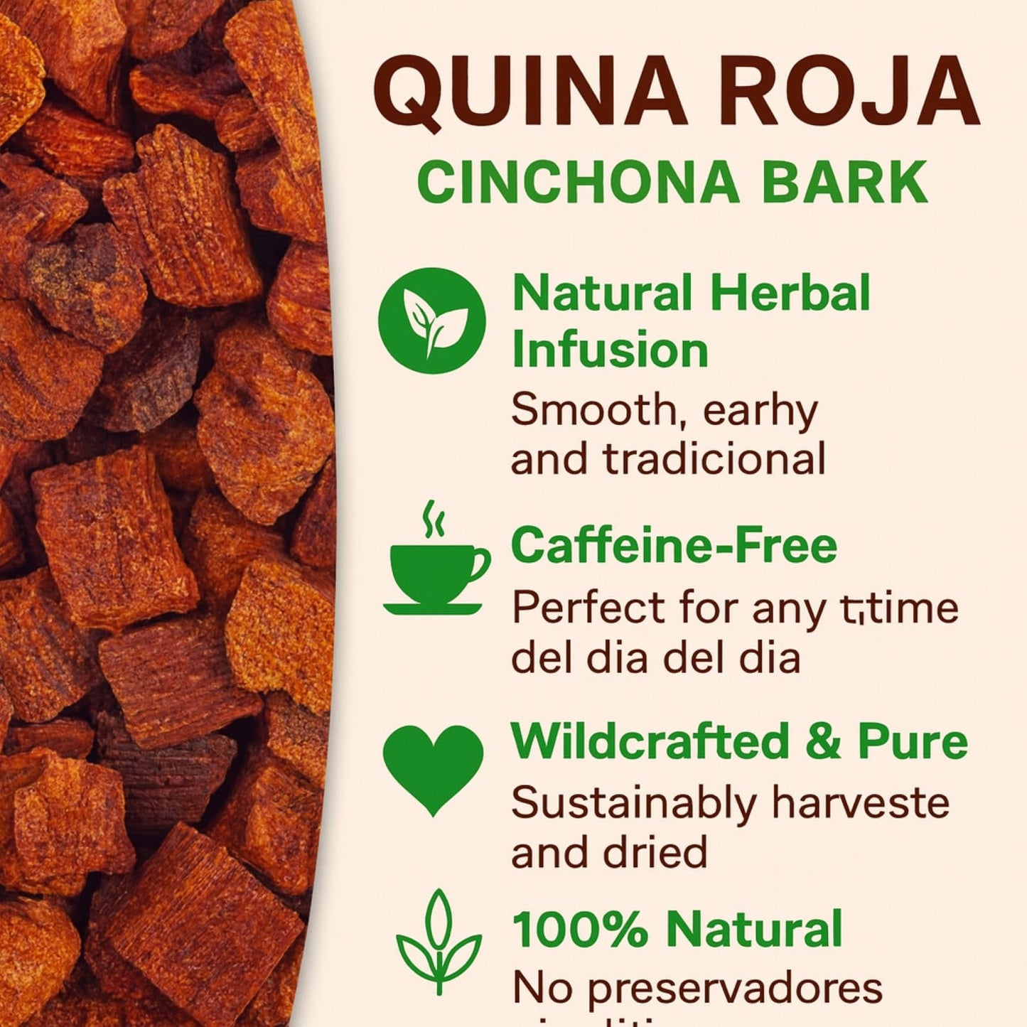 Quina Roja Herbal Tea (Red Cinchona Bark) - 4 oz (113 g) - 100% Natural  Vegan  Non-GMO  Gluten-Free  Wildcrafted Herbal Tea - Crafted by Nature - Authentic & Fresh Loose Leaf Tea - by BexpertsUSA