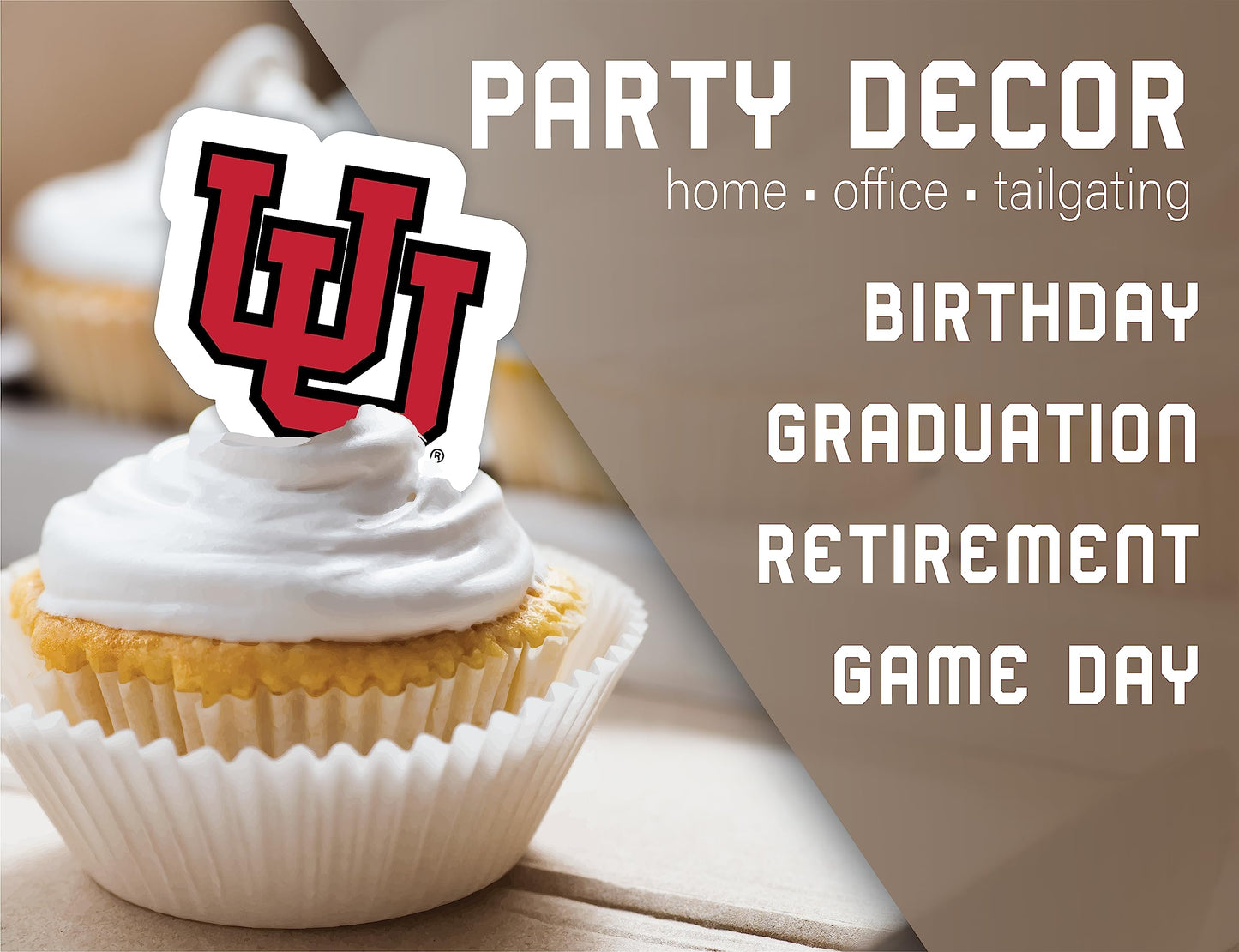 University Of Utah Utes Cupcake Toppers (24 Pcs) University Of Utah Party Supplies For Football Tailgating, Birthday Party, Utah