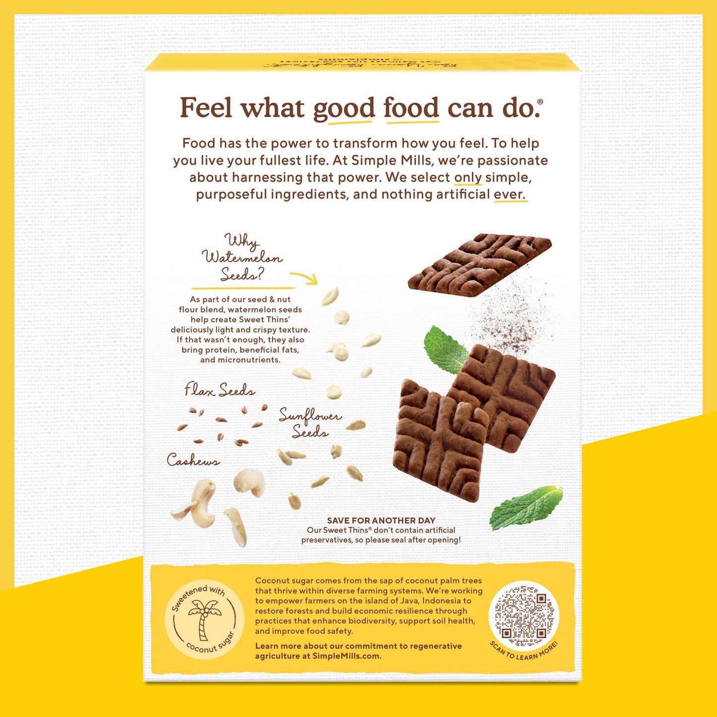 Simple Mills Sweet Thins Cookies, Seed And Nut Flour, Mint Chocolate - Gluten Free, Paleo Friendly, Healthy Snacks, 4.25 Ounce (Pack Of 6)
