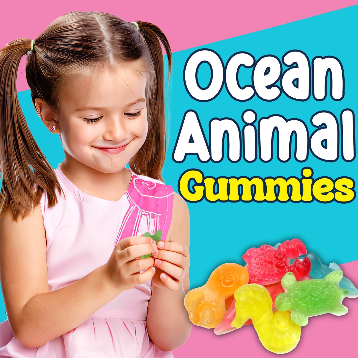 Fish Candy Ocean Gummies, 5 Lbs Bulk, Ocean Friends Sea Creatures, Assorted Flavors And Fish Shapes, Sharks, Turtles And More, S