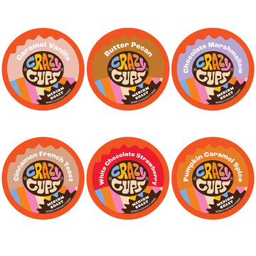 Crazy Cups Flavored Coffee Pods Variety Pack, Medium Roast Flavored Coffee K Cups Variety Pack (Including Pumpkin), Single Serve