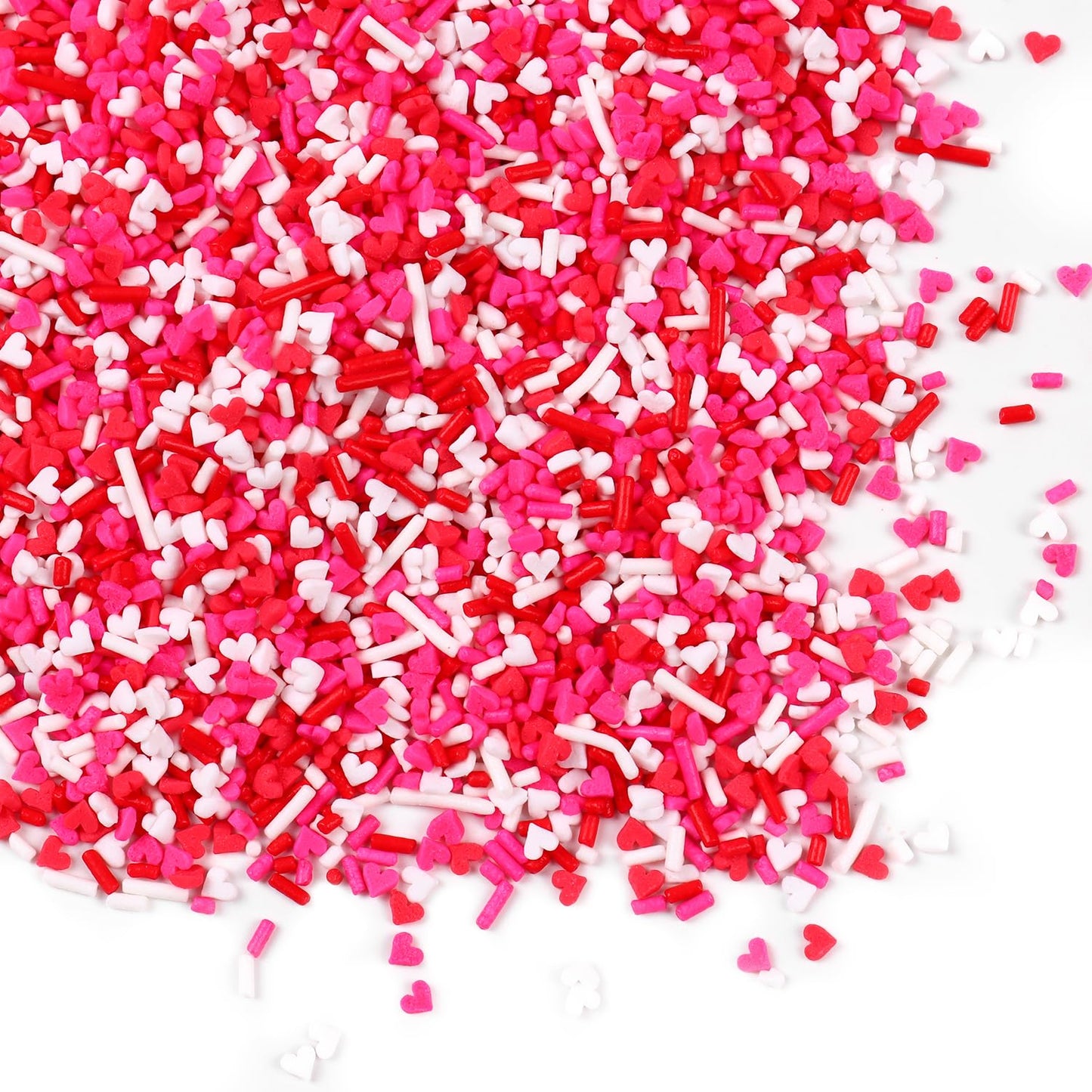 Heart Sprinkles Valentines Edible Sprinkle Mix 7 Ounces Red Pink White Heart Shapes Jimmies Perfect For Cake Decorations Baking