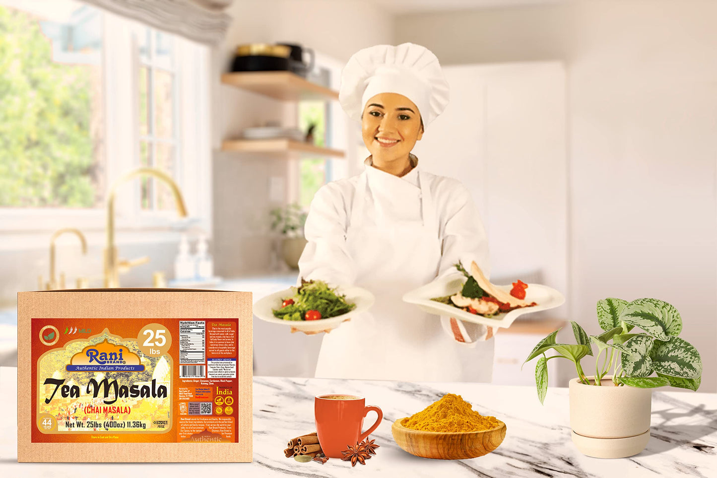 Rani Tea (Chai) Masala Indian Spice Blend 400Oz (25Lbs) 11.36Kg Bulk Box ~ All Natural | Vegan | Gluten Friendly | Salt & Sugar