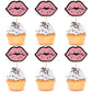 Cyodoos 24 PCS Glitter Pink lip Cupcake Toppers, Pink Glitter Girls Cupcake Toppers, Lip Cupcake Picks, Cake Topper for Wedding 