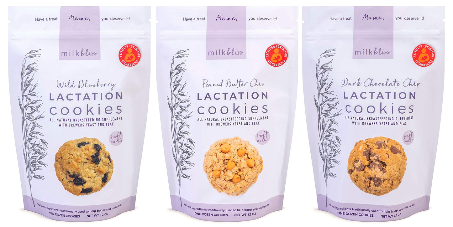 MilkBliss Soft Baked Lactation Cookies, All Natural, 12 Ounce (Pack of 3)