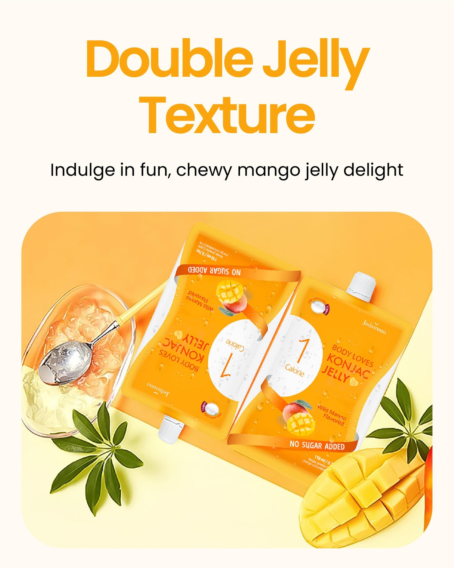 Jadamsun Konjac Jelly (Mango, 10 Pcs) - Delicious Low-Calorie Healthy Korean Snack, Drinkable Fruit Snack, Sugar-Free, Vegan, Gl