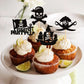 Ercadio 24 Pack Pirate Cupcake Toppers Black Glitter Nautical Sailing Cupcake Picks Pirate Theme Baby Shower Kids Birthday Party