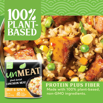 unMEAT Hot & Spicy Plant Based Luncheon Meat, Vegan Canned Meat Alternative, Gluten Free, Ready to Eat, 11.6oz (Pack of 12)