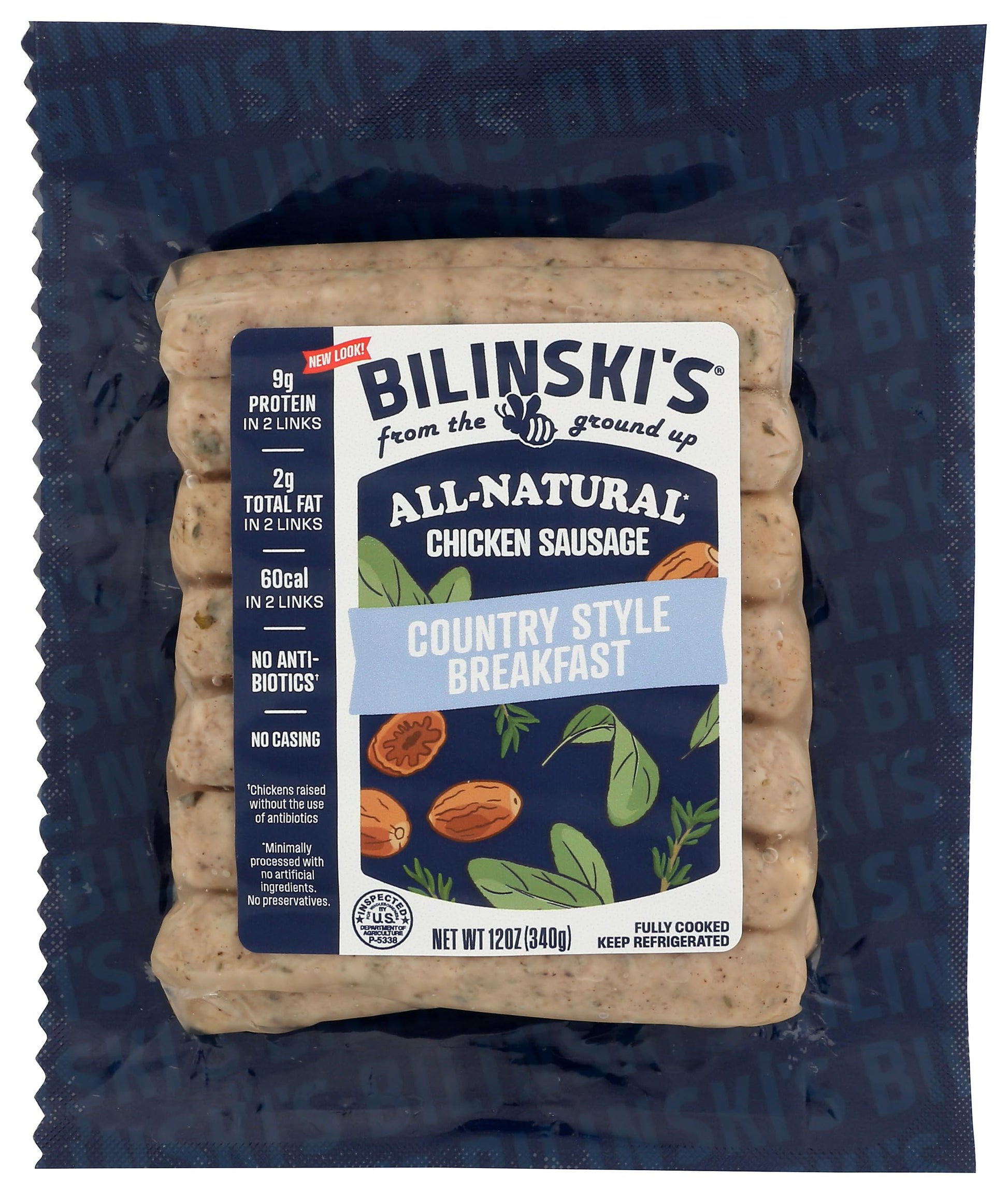 Bilinski Country Style Breakfast Chicken Sausage, 12 Oz