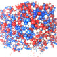 Sprinkles Edible Red White Blue Patriotic Pearls Sugar Sprinkles Candy 142G/ 5.01Oz Mix Size Pearls Baked Cakes Cupcakes Topper