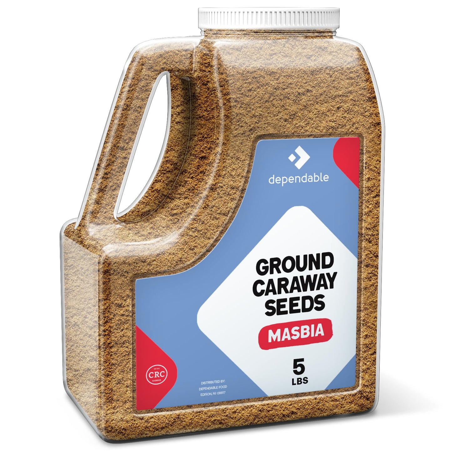 Dependable Food Ground Caraway Seeds - 5 lb. Bulk Jar - 100% Natural, Non-GMO, Kosher, Allergen-Free - Resealable Jug