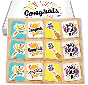 Congrats Gift Cookies Congratulations Gift Basket 12 Pack For Kids Men Women Graduation Friend | Nut Free | Kosher