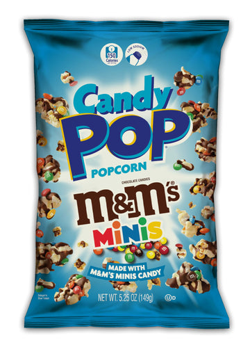 CANDY POP M&M Minis Candy Coated Popcorn (5.25oz bags) Made with Real M&M MinisCandy Pieces - Pack of 6