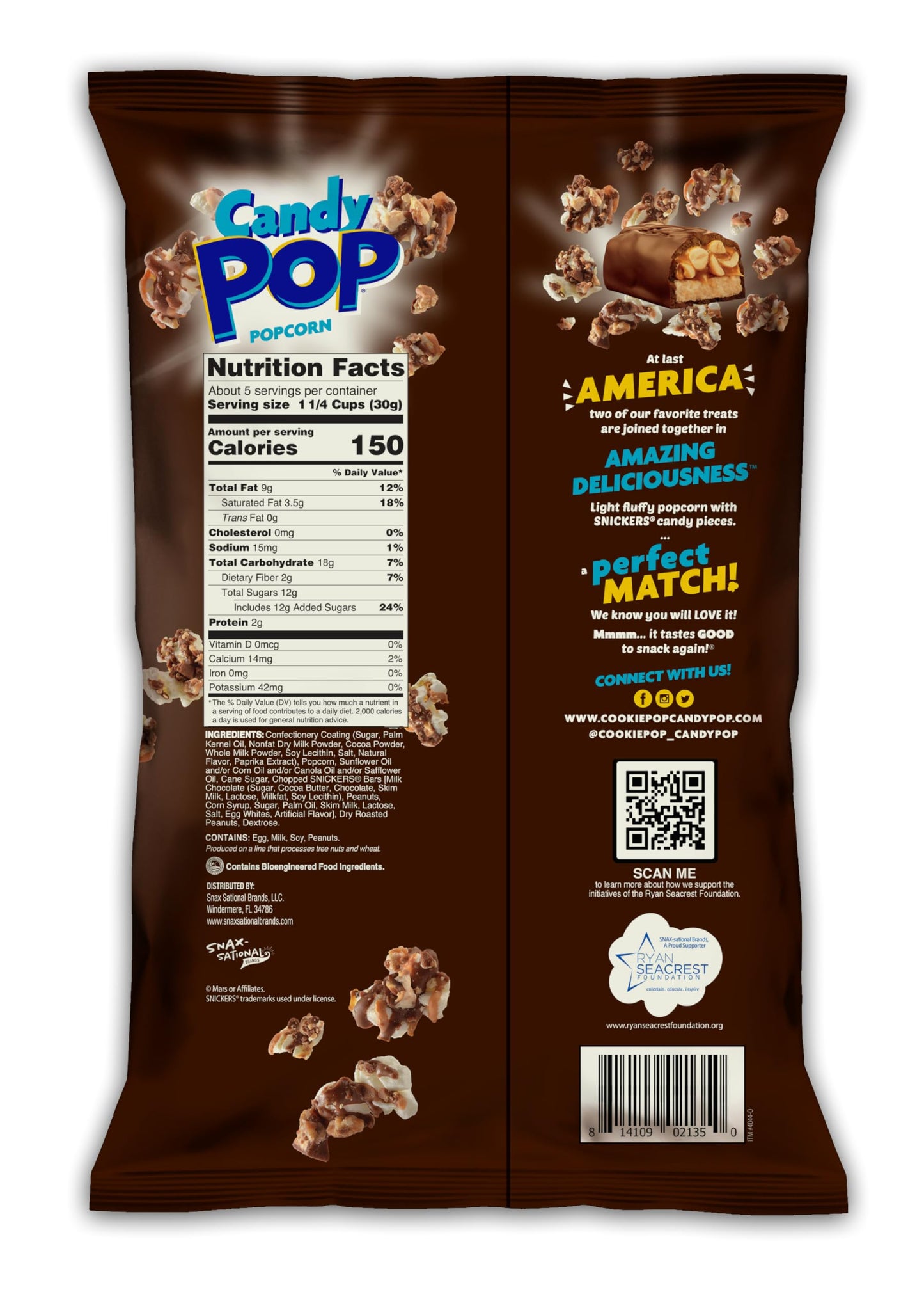 Cookie Pop Popcorn Popcorn Snickers (Pack Of 12)