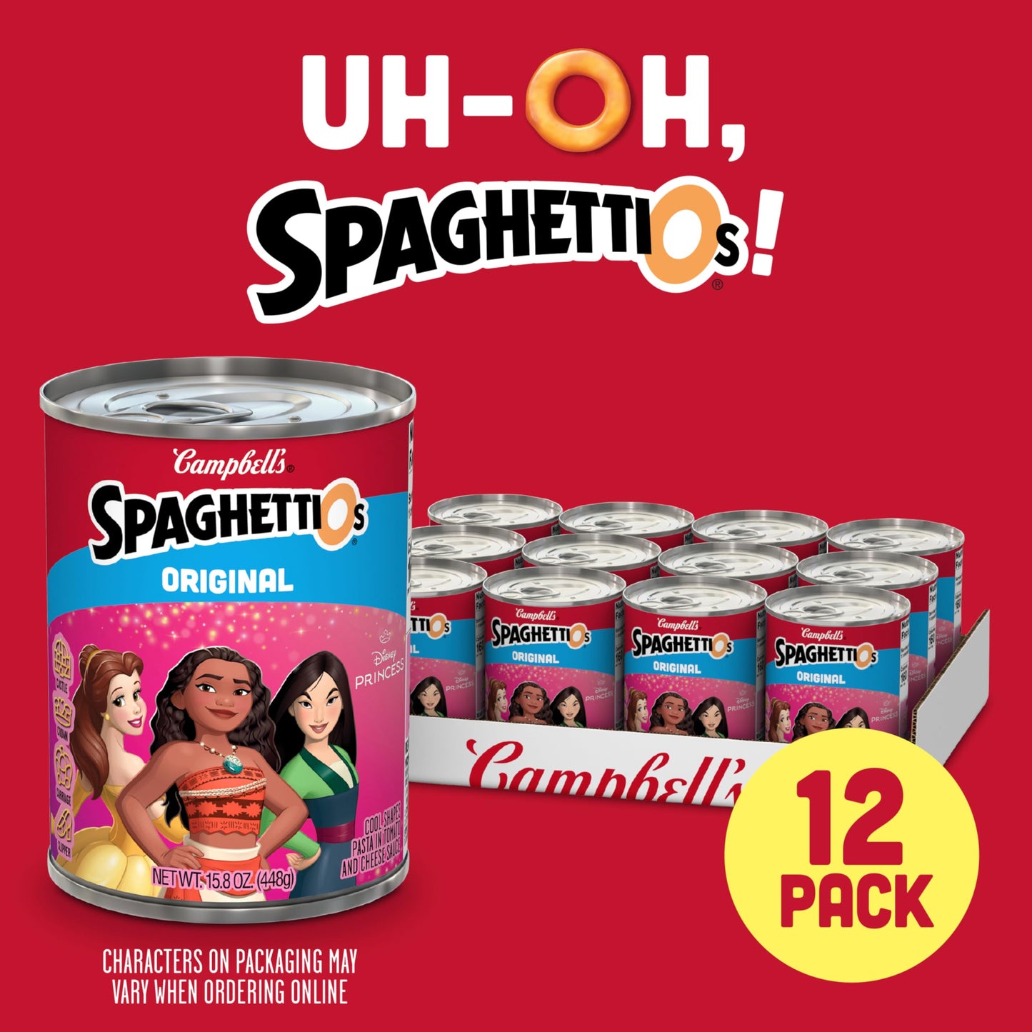 Spaghettios Original Disney Princess Shapes Canned Pasta, Healthy Snack For Kids And Adults, 15.8 Oz Can (Pack Of 12)