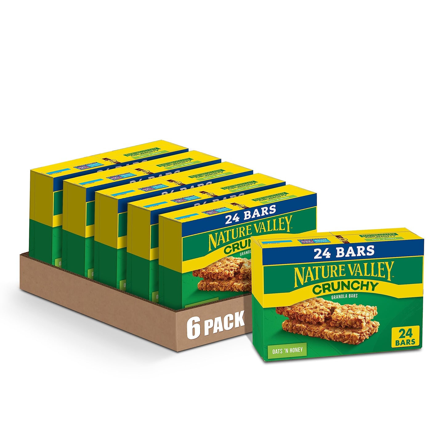 Nature Valley Crunchy Granola Bars, Oats 'N Honey, 24 Bars, 17.88 Oz (12 Pouches) (Pack Of 6)