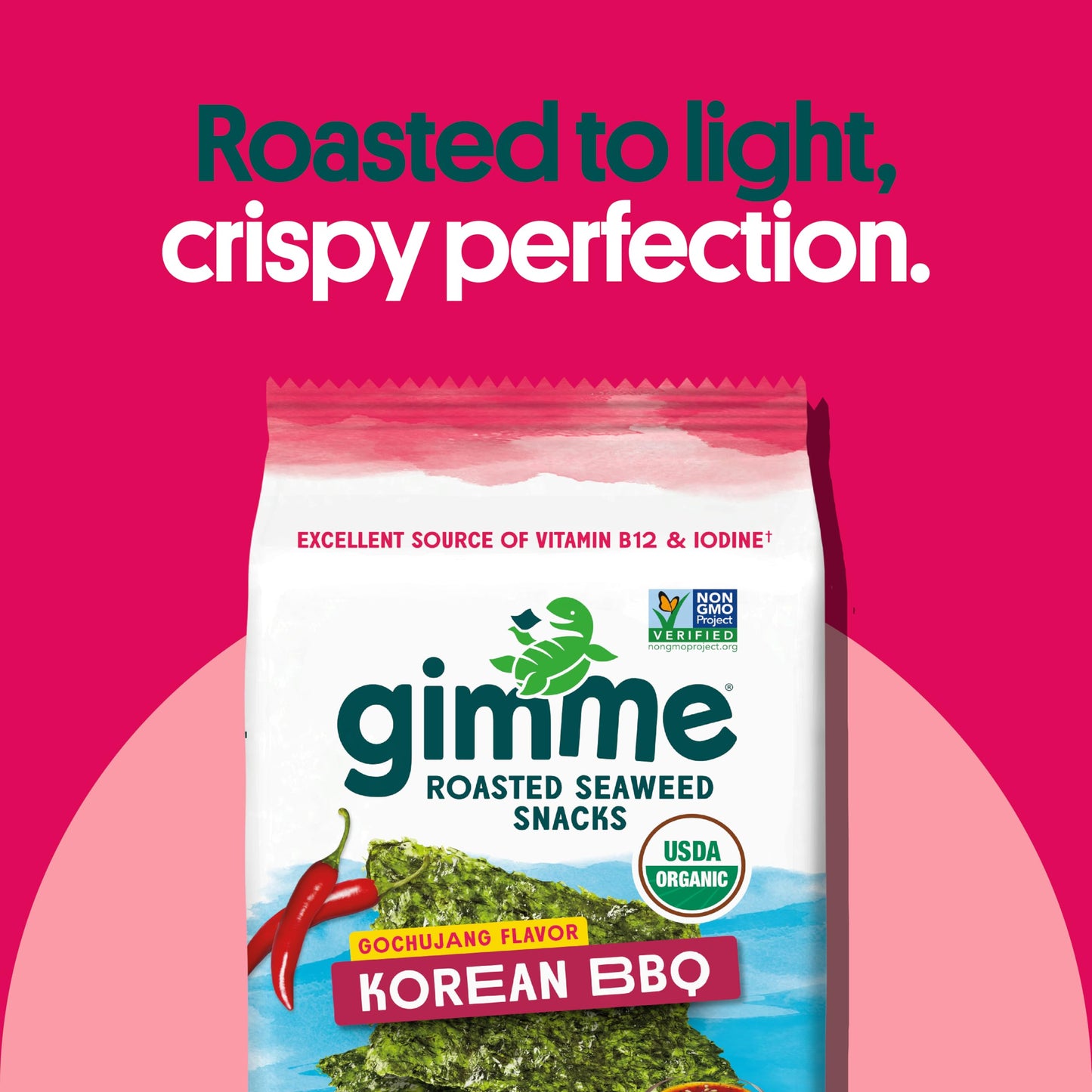 Gimme Seaweed - Korean BBQ - 6 Count - Organic Roasted Seaweed Sheets - Keto, Vegan, Gluten Free - Great Source of Iodine & Omeg