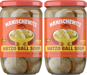 Manischewitz Matzo Ball Soup, 24 Oz (2 Pack) | Kosher For Passover | Ready To Serve | Traditional Matzo Ball Soup