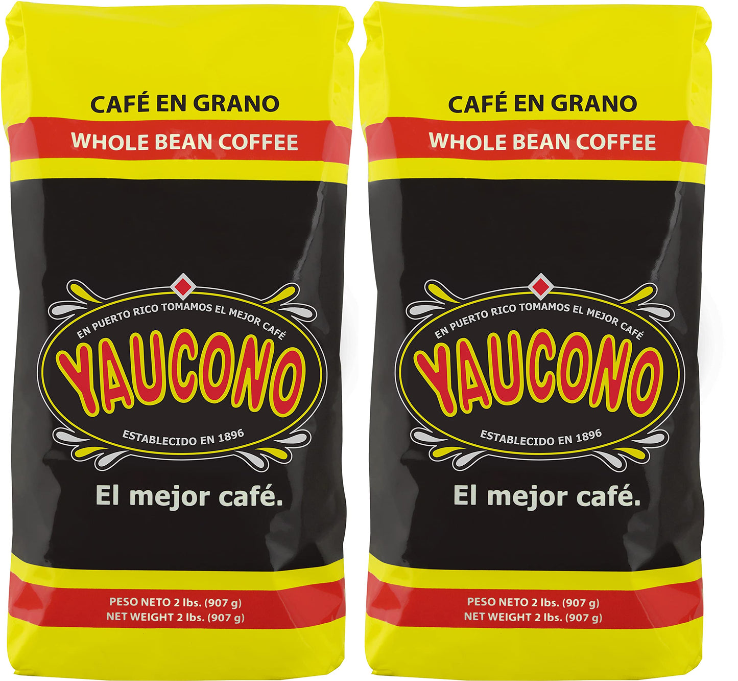 Yaucono Whole Bean Coffee, Arabica Medium Roast, Bagged, 2 Pound (Pack Of 2)