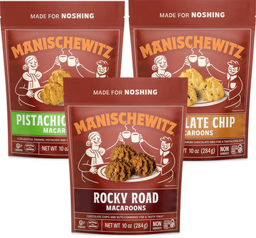 Manischewitz Gluten Free Macaroons 10oz (3 Pack Variety - Unique Flavors) Rocky Road, Pistachio Orange & Chocolate Chip | Lactos