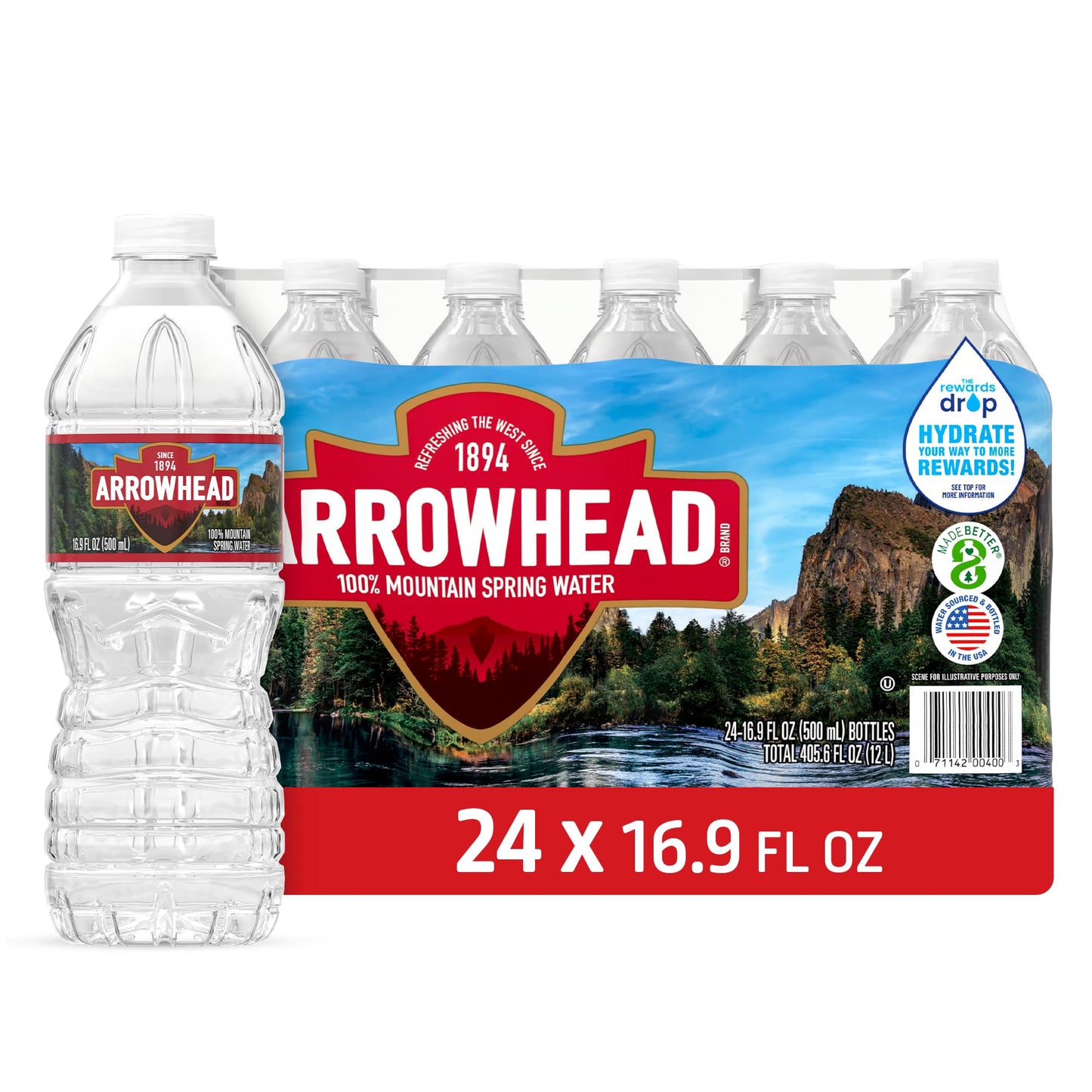 Arrowhead Mountain Spring Water Bottles, 24 Pack - Still Bottled Water with Naturally Occurring Minerals for Taste - 16.9 Fl Oz