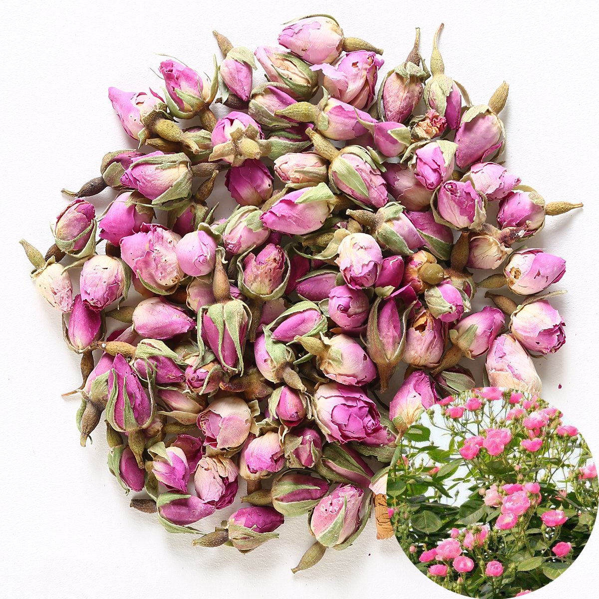 Tooget Fragrant Natural Pink Rose Buds Rose Petals Organic Dried Rosa Damascena Wholesale, Culinary Food Grade - 2 Oz