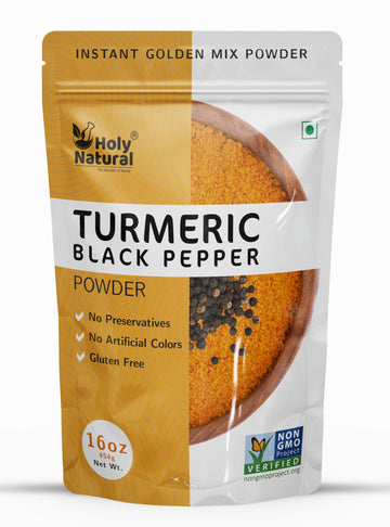 Holy Natural Turmeric Black Pepper Powder, Vegan, Gluten-Free, 1 Pound